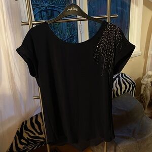Joseph Ribkoff Black Top with Rhinestone Accents